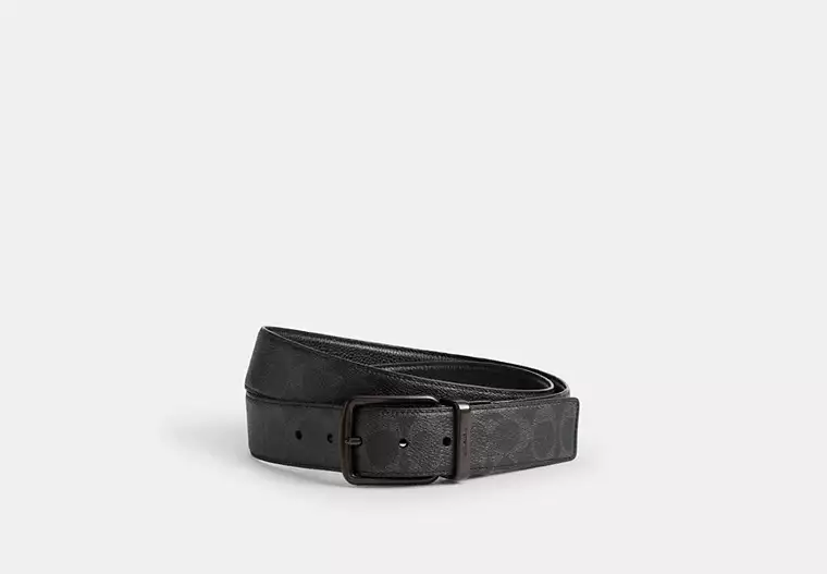 Harness Buckle Cut-To-Size Reversible Belt, 38 Mm - Black Signature/Black