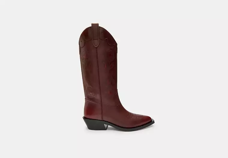 Aria Cowboy Boot In Loved Leather - loved leather/Merlot