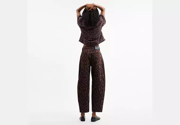 Leopard Print Barrel Jeans In Organic Cotton - Dark Leopard