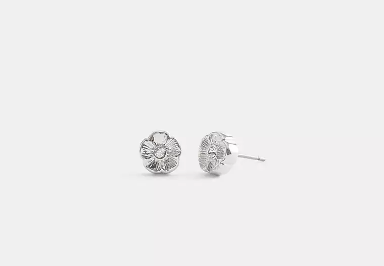 Tea Rose Stud Earrings - Silver