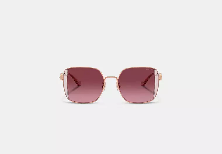 Horse And Carriage Metal Oversized Square Sunglasses - Dusty Rose