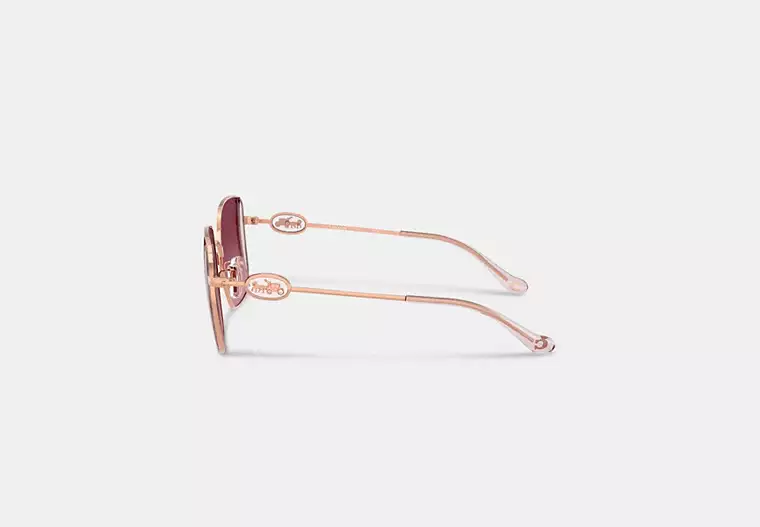 Horse And Carriage Metal Oversized Square Sunglasses - Dusty Rose