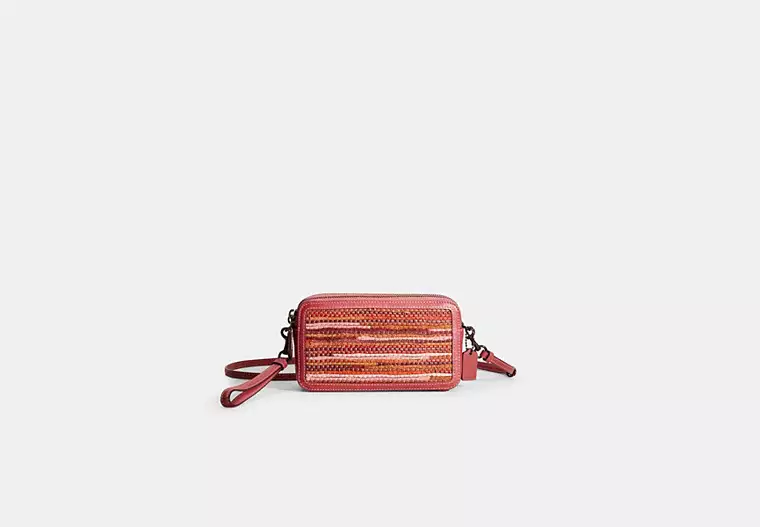Restored Kira Crossbody In Upwoven Leather - Pewter/Rouge Multi