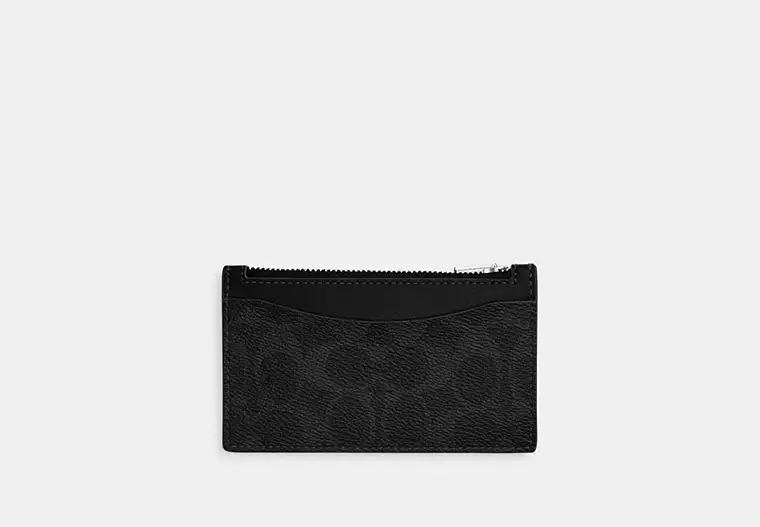 Zip Card Case In Signature Canvas - signature coated canvas/Black Signature