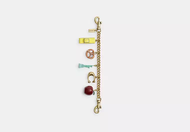 New York Motif Chain Bag Charm - Brass/Multi