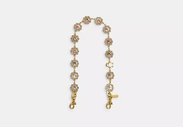 Short Jewelry Chain Strap - Brass/Pink Multi