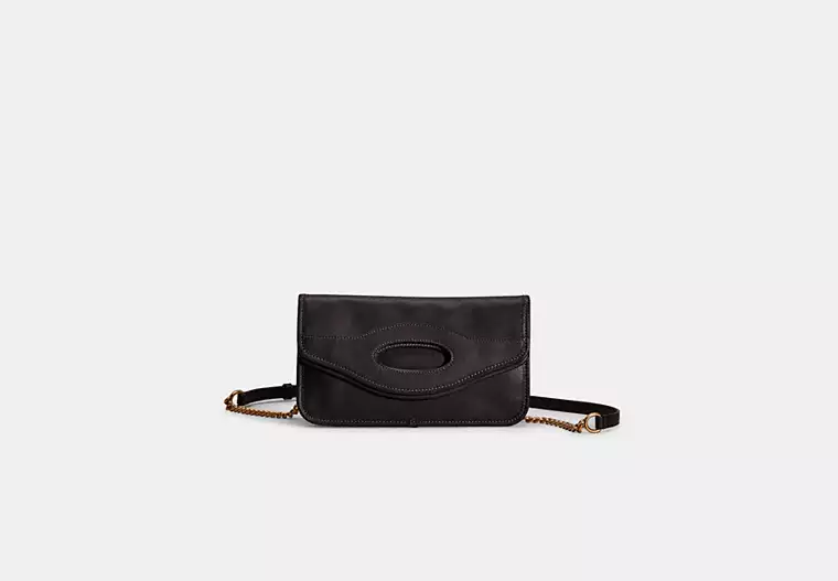 Restored Foldover Cut Out Clutch Crossbody - Brass/Black