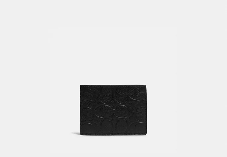 Slim Billfold Wallet In Signature Leather - pebble leather/Black