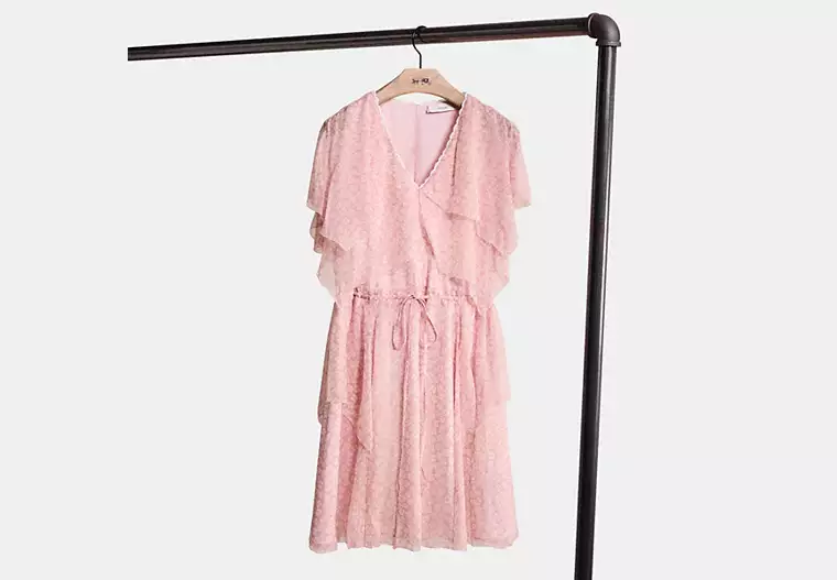 Restored Mini Viscose Party Dress - Pink/White