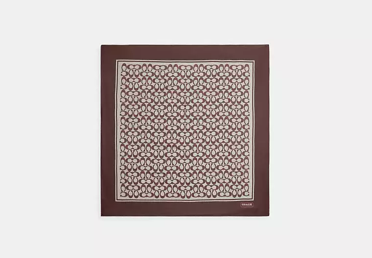 Textured Signature Print Silk Square Scarf - silk/Maple
