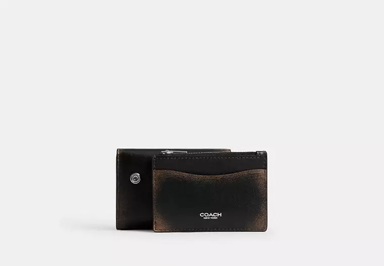 Essential Card Holder Wallet In Loved Leather - loved leather/Silver/Black Brown
