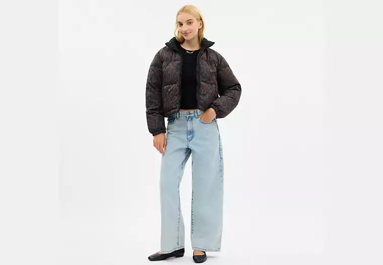 Leopard Print Reversible Puffer Jacket In Recycled Polyamide - Leopard