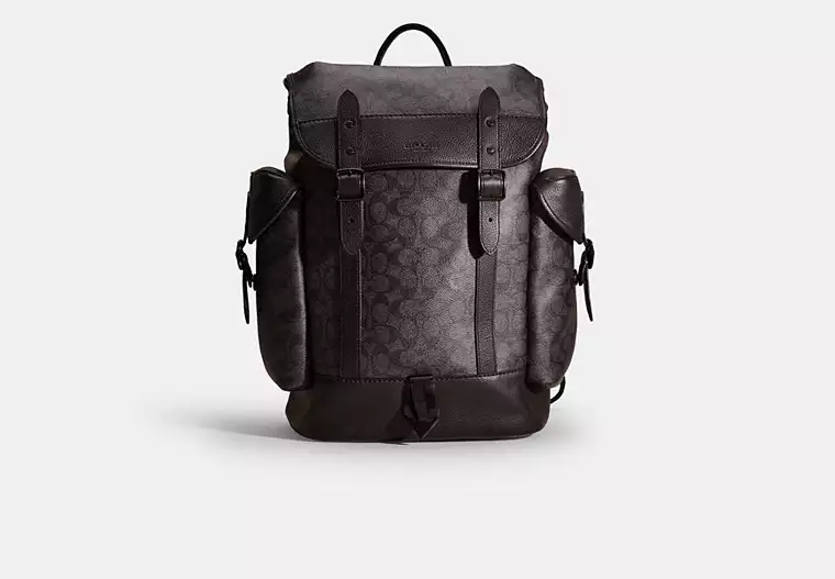 Restored Hitch Backpack In Signature Canvas - Black Copper/Charcoal