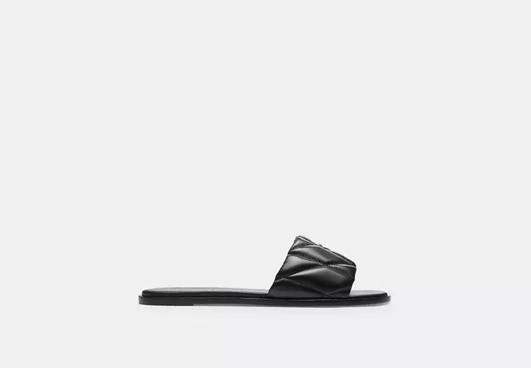 Holly Sandal With Quilting - Black