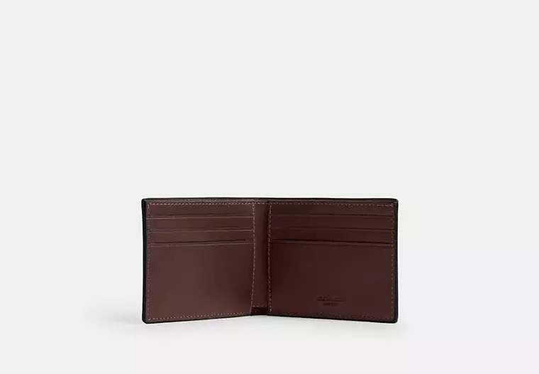 Slim Billfold Wallet In Signature Canvas - signature coated canvas/smooth leather/Maple