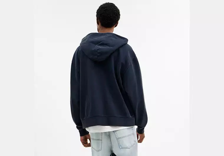 Garment Dyed Zip Hoodie - Navy Blue