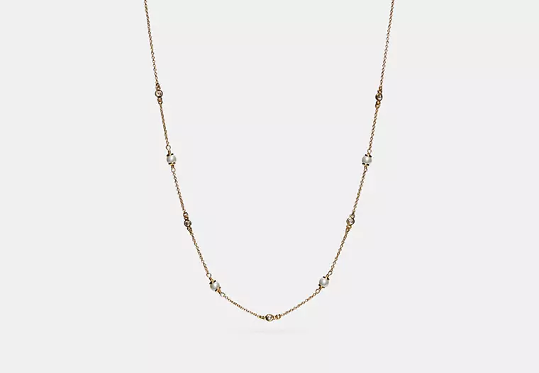 Classic Crystal Pearl Necklace - Gold