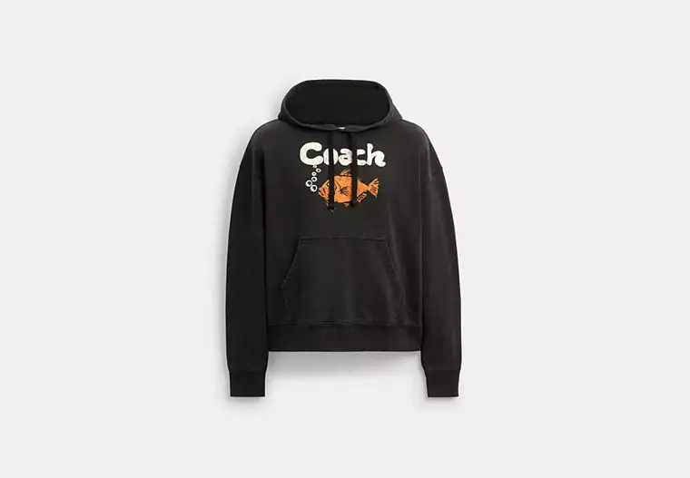 Fish Graphic Hoodie - Black