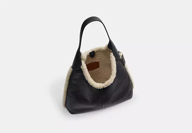 Brooklyn Shoulder Bag 39 In Shearling - shearling/Brass/Black Natural