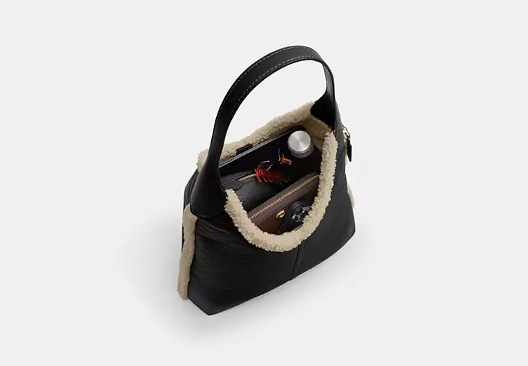 Brooklyn Shoulder Bag 39 In Shearling - shearling/Brass/Black Natural