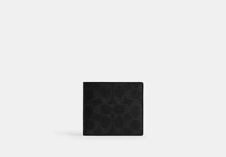 Coin Wallet In Signature Canvas - signature coated canvas/smooth leather/Black Signature