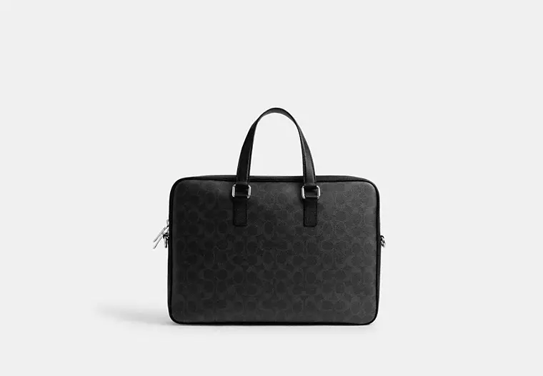 Caden Brief Bag In Signature Canvas - signature canvas/Black Signature