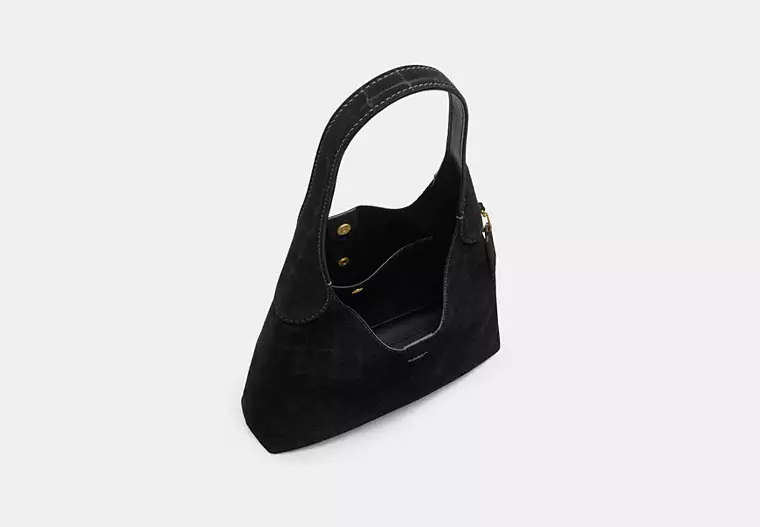 Brooklyn Shoulder Bag 28 - suede/Brass/Black