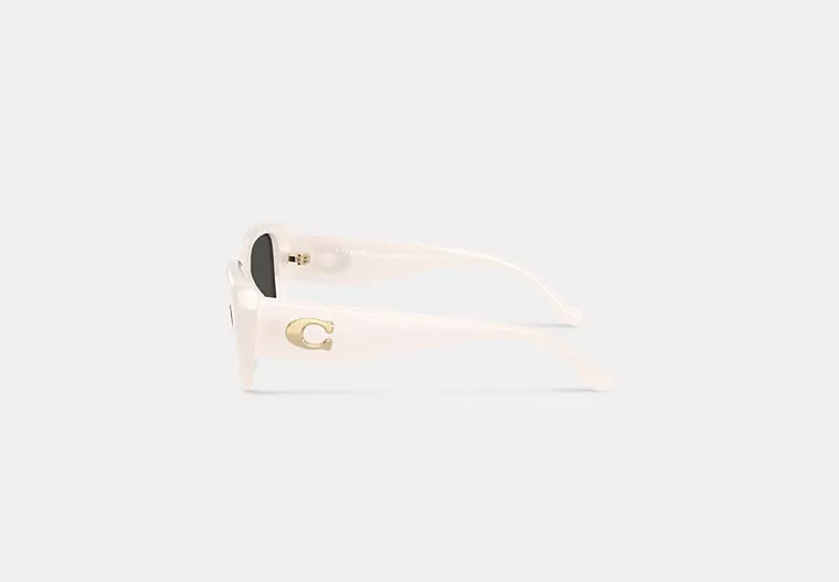 Maxi Sculpted C Oversized Rectangle Sunglasses - Milky Ivory