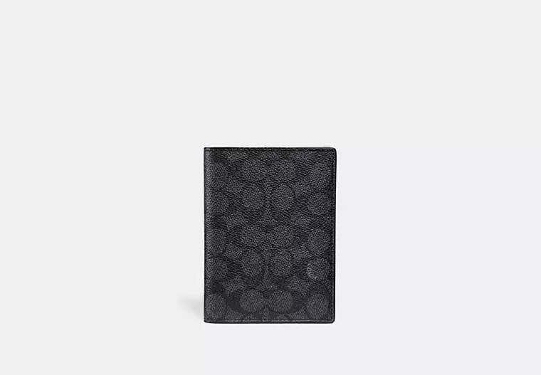 Passport Case In Signature Canvas - coated canvas/Charcoal